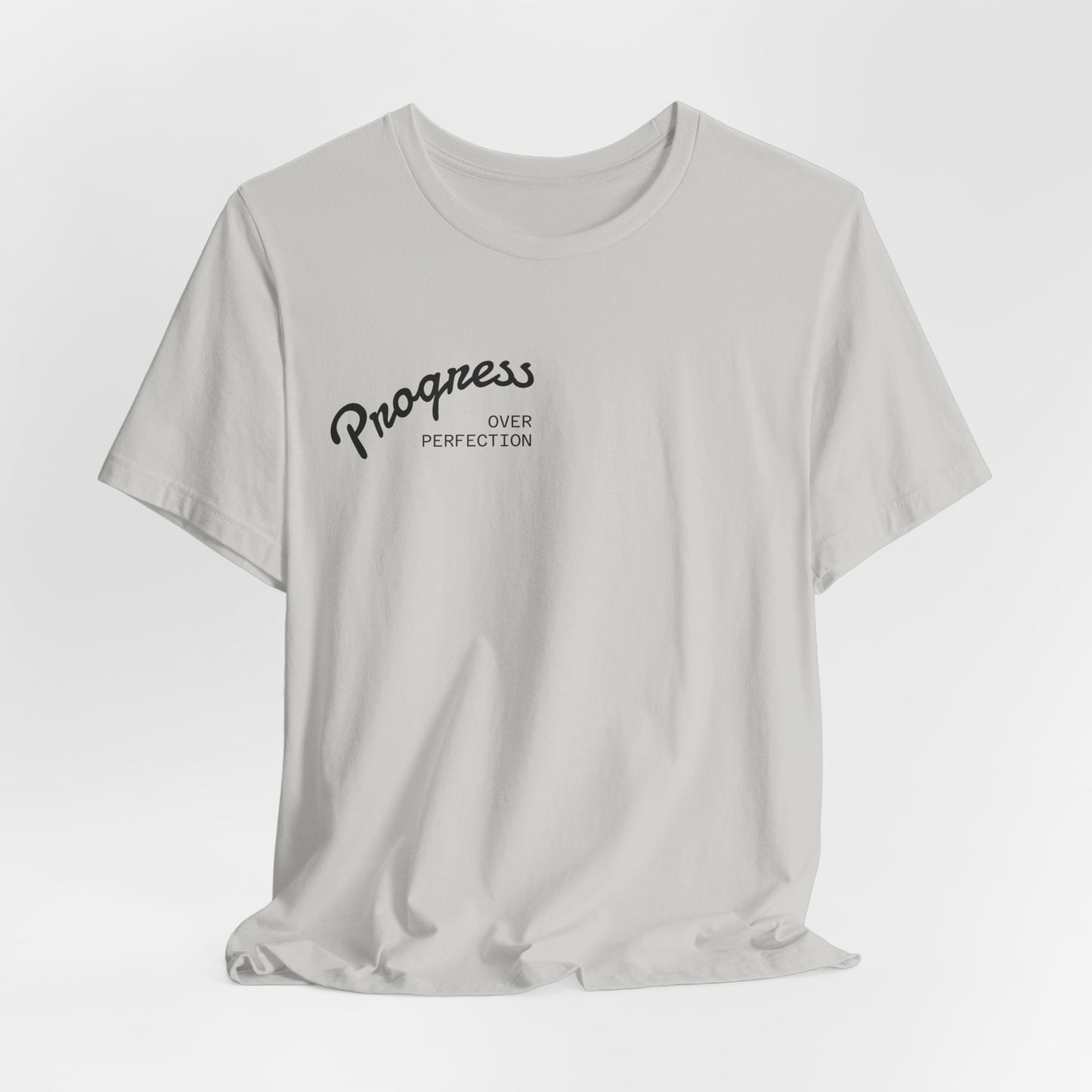 Progress Small Script Tee — Minimalist Motivational T‑Shirt