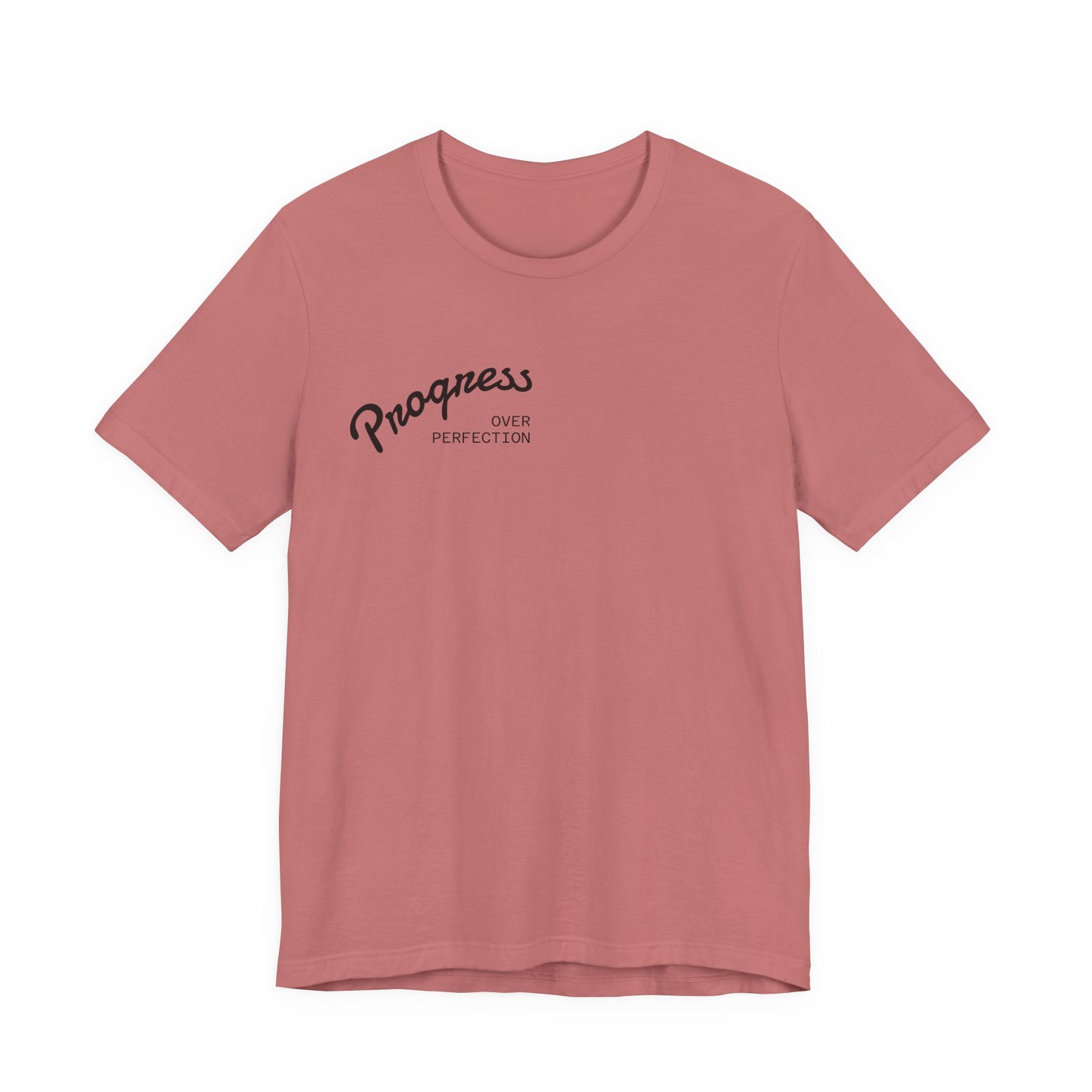 Progress Small Script Tee — Minimalist Motivational T‑Shirt