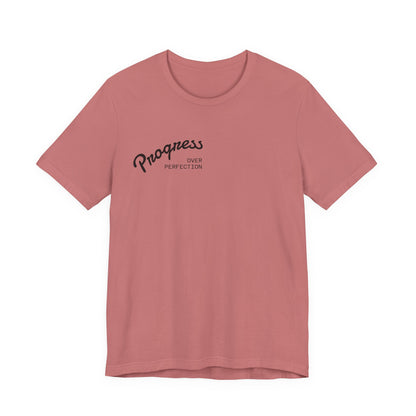 Progress Small Script Tee — Minimalist Motivational T‑Shirt