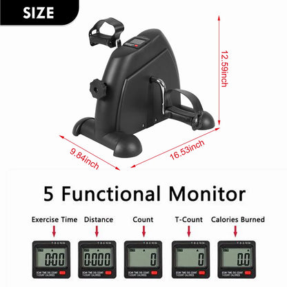 Mini Indoor Pedal Exerciser Cycle Bike Leg Arm Desk W/Lcd Display Fitness Portable Pedal Stationary Bike Home Exercise Black