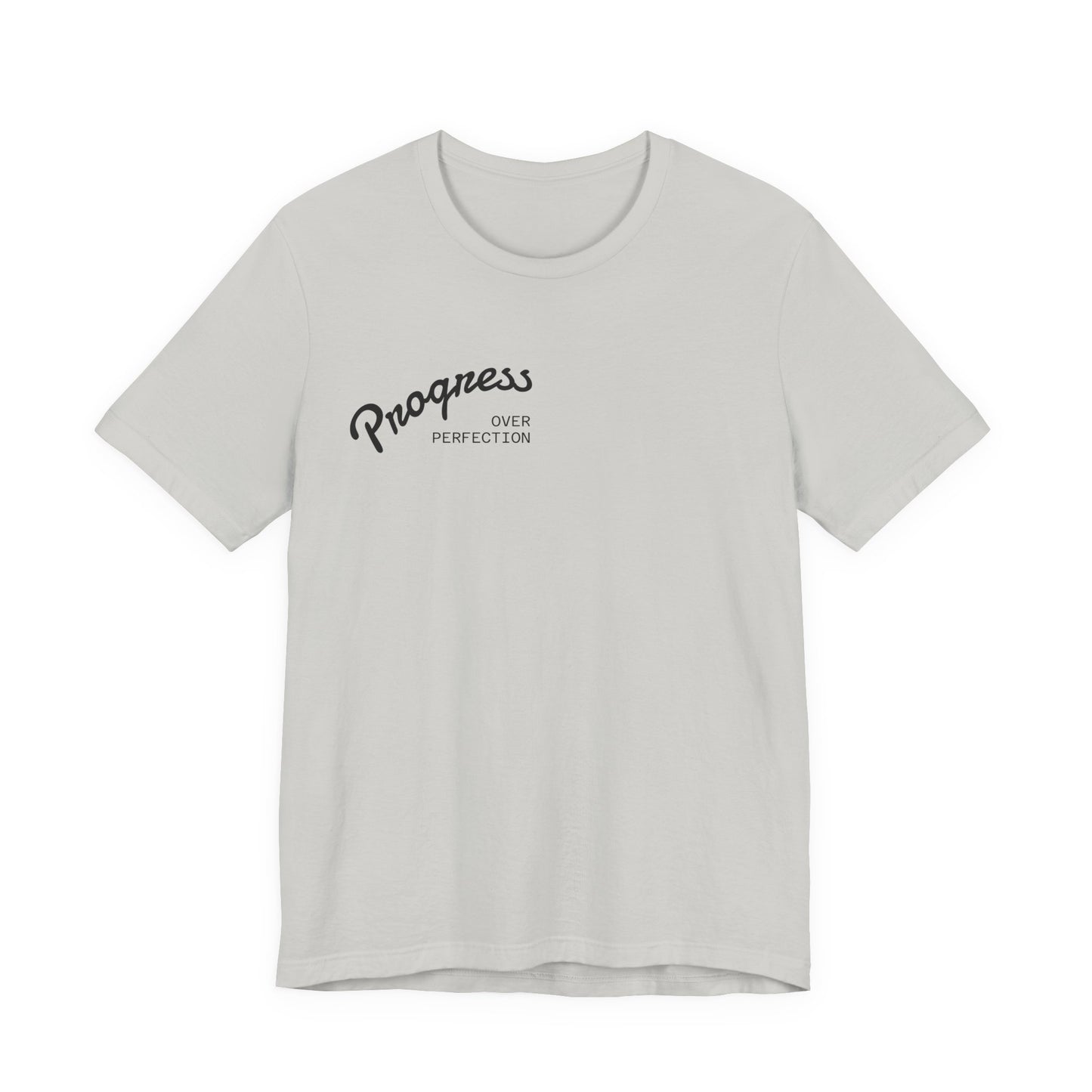 Progress Small Script Tee — Minimalist Motivational T‑Shirt