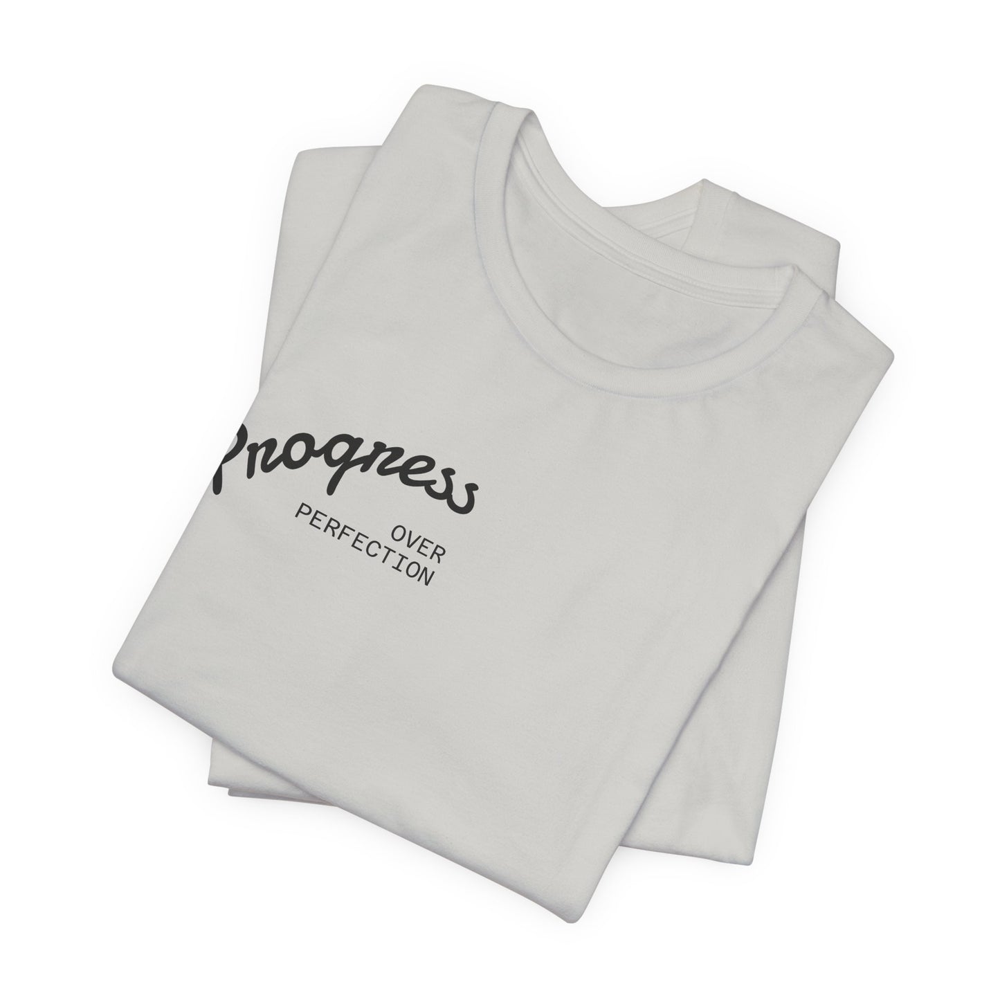 Progress Small Script Tee — Minimalist Motivational T‑Shirt