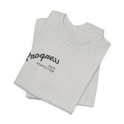Progress Small Script Tee — Minimalist Motivational T‑Shirt