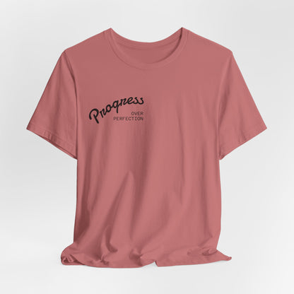 Progress Small Script Tee — Minimalist Motivational T‑Shirt